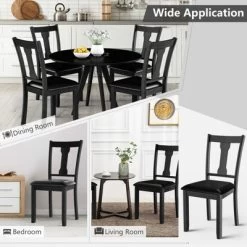 Tangkula Set Of 2 Dining Room Chairs Modern Wood Dining Side Chair High Back Kitchen Chairs With Rubber Wood Frame Black/Coffee -Tangkula GUEST b43b945d f953 4369 9879 e8ff93f872c0