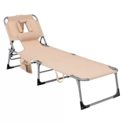 Tangkula Portable Beach Chaise Lounge Chair Folding Reclining Chair W/ Facing Hole Beige 21 Tangkula Portable Beach Chaise Lounge Chair Folding Reclining Chair W/ Facing Hole Beige -Tangkula GUEST b44d7712 bc61 4e78 a3ab 38b68900613c