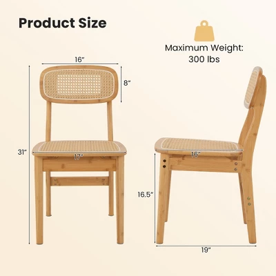 Tangkula Rattan Dining Chairs Set Of 4 Kitchen Dining Chairs W/ Simulated Rattan Backrest 10 Tangkula Rattan Dining Chairs Set Of 4 Kitchen Dining Chairs W/ Simulated Rattan Backrest - Image 8