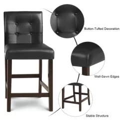 Tangkula Set Of 4 Bar Stools 25inch Counter Height Barstool Pub Chair Rubber Wood Black 17 Tangkula Set Of 4 Bar Stools 25inch Counter Height Barstool Pub Chair Rubber Wood Black -Tangkula GUEST b4b543b1 00a3 4b25 9293 bd2d38deea12