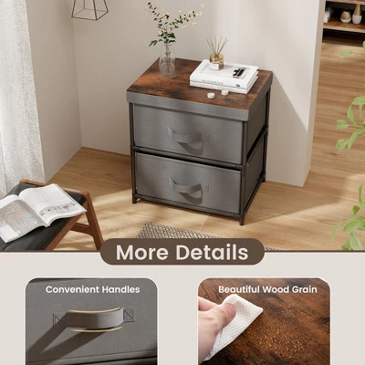 Tangkula 2PCS 2 Drawer Dresser Fabric Storage Organizer Nightstand Bedside Sofa Table 9 Tangkula 2PCS 2 Drawer Dresser Fabric Storage Organizer Nightstand Bedside Sofa Table - Image 7