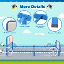 Tangkula Twin Size Kids Bed Frame Car Shaped Metal Platform Bed W/ Upholstered Headboard 13 Tangkula Twin Size Kids Bed Frame Car Shaped Metal Platform Bed W/ Upholstered Headboard -Tangkula GUEST b511ce3f 27fd 46c0 b6ee e4be101eb5e2