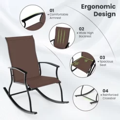 Tangkula Set Of 2 Outdoor Rocking Chair Patio Rocker W/ Breathable Fabric Brown 17 Tangkula Set Of 2 Outdoor Rocking Chair Patio Rocker W/ Breathable Fabric Brown -Tangkula GUEST b540fe13 27c1 4e5e 80d8 368d9f192d30