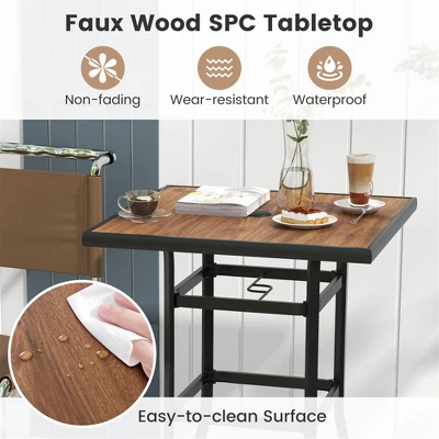 Tangkula 27.5 Inches Patio Bar Table 1.5" Umbrella Hole Metal Frame For Garden Outdoor 6 Tangkula 27.5 Inches Patio Bar Table 1.5" Umbrella Hole Metal Frame For Garden Outdoor - Image 4