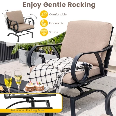 Tangkula 5PCS Cushioned Patio Dining Set Heavy-Duty Rocking Chairs With 4-in-1 Fire Pit Table 3 Tangkula 5PCS Cushioned Patio Dining Set Heavy-Duty Rocking Chairs With 4-in-1 Fire Pit Table