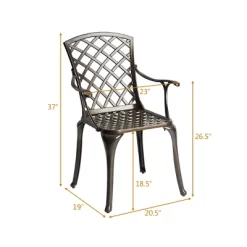 Tangkula 2 PCS Cast Aluminum Dining Chair Arm Seat Outdoor Patio Bistro Chair Solid -Tangkula GUEST b56da571 8c14 4e67 be83 6bfd726b0db8