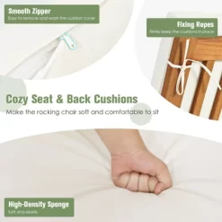Tangkula Patio Rocking Chair Acacia Wood Rocker W/ Seat & Back Cushions Safe & Comfortable Rocking -Tangkula GUEST b57fb775 b098 4f3a bc10 17d862c3cd6b