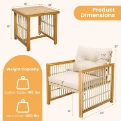 Tangkula 3PCS Patio Acacia Wood PE Wicker Furniture Set W/ Soft Seat & Back Cushions 19 Tangkula 3PCS Patio Acacia Wood PE Wicker Furniture Set W/ Soft Seat & Back Cushions -Tangkula GUEST b588e937 ffdf 459f bae0 6cda71195cc7