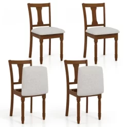 Tangkula Set Of 4 Upholstered Wooden Dining Chair W/ Seat Storage Space -Tangkula GUEST b60340fd 2ca4 46b5 b015 0a7e50c4879f
