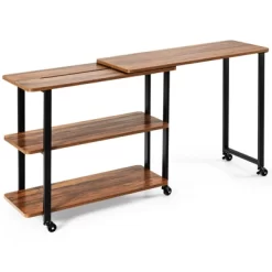 Tangkula Sofa Side Table W/Storage Shelves Mobile End Table Rolling Couch Table Desk For Living Room Bedroom -Tangkula GUEST b626e3c1 52bf 4690 888a 1d858b54bb8d