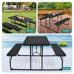Tangkula Indoor & Outdoor Folding Picnic Table With Bench Seat Heavy Duty Portable Camping Table Set For Camping Dining BBQ Grey/Black/White 16 Tangkula Indoor & Outdoor Folding Picnic Table With Bench Seat Heavy Duty Portable Camping Table Set For Camping Dining BBQ Grey/Black/White -Tangkula GUEST b644adc4 8f9c 42b3 85ff 6a6ed1e2c06f