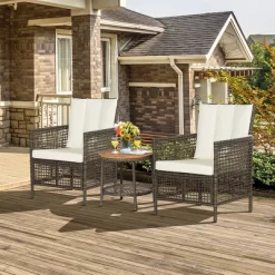 Tangkula 3PCS Patio Wicker Bistro Set Furniture Set PE Rattan Table Set W/ Off White Cushions 11 Tangkula 3PCS Patio Wicker Bistro Set Furniture Set PE Rattan Table Set W/ Off White Cushions -Tangkula GUEST b652751e 7a7d 4e48 94fa 7fe66caf6c42