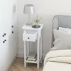 Tangkula Narrow Side Table Small End Table For Small Spaces Farmhouse Acacia Wood Slim Sofa Table Thin Nightstand W/Drawer & Open Shelf White -Tangkula GUEST b669cc16 47f0 46a5 b01d e6f740fb4f79