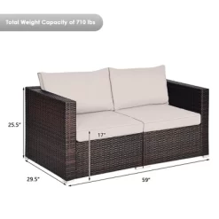 Tangkula 4PCS Rattan Corner Sofa Set Patio Outdoor Furniture Set W/ Beige Cushions -Tangkula GUEST b68ac724 d087 47d1 91f4 6186dd1cf176