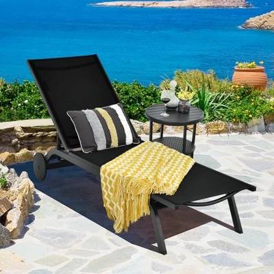 Tangkula Outdoor Aluminum Chaise Lounge Recliner Chair With Adjustable Backrest 4 Tangkula Outdoor Aluminum Chaise Lounge Recliner Chair With Adjustable Backrest - Image 2
