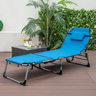 Tangkula Folding Chaise Lounge Chair Sunbathing Recliner W/ Face Hole & Removable Pillow 5 Tangkula Folding Chaise Lounge Chair Sunbathing Recliner W/ Face Hole & Removable Pillow - Image 3
