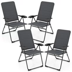 Tangkula 4PCS Patio Folding Chairs Back Adjustable Reclining Padded Garden Furniture -Tangkula GUEST b704a854 b77a 4c7d 9185 78cc957241b2