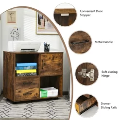 Tangkula Mobile File Cabinet With 2 Drawers Lateral Printer Stand With Shelves Storage -Tangkula GUEST b730d488 e497 42eb bdbf 4fb985f2c269