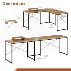Tangkula L-Shaped Computer Desk With Power Outlets 95” Long 2-Person Desk With Monitor Shelf Modern Corner Desk Gaming Table With USB Ports Natural 18 Tangkula L-Shaped Computer Desk With Power Outlets 95” Long 2-Person Desk With Monitor Shelf Modern Corner Desk Gaming Table With USB Ports Natural -Tangkula GUEST b7903675 0f08 4c0e bfdd e0d3ba15abcc
