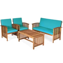 Tangkula 4PCS Patio Acacia Wood Sofa Set Conversation Couch Coffee Table With Cushions 21 Tangkula 4PCS Patio Acacia Wood Sofa Set Conversation Couch Coffee Table With Cushions -Tangkula GUEST b7a948e2 5fda 4a79 963d d27f03d72ee7