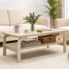 Tangkula 47" Rectangular Coffee Table W/ Storage Shelf & Curved Legs For Living Room -Tangkula GUEST b7caafd5 89ce 450f a987 350c4213ffa7