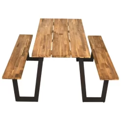 Tangkula Patented Picnic Table Bench Set Outdoor Camping Wooden 2 Built-in Benches W/Umbrella Hole -Tangkula GUEST b7d49639 6a82 4f24 8012 be2a2cba2b26