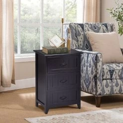 Tangkula 3 Drawers Nightstand End Table Storage Wood Side Bedside Black -Tangkula GUEST b80cd6dd f00d 4a2c a0b0 8861a14f3f2c
