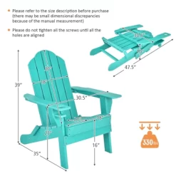 Tangkula 2PCS Folding Adirondack Chair Outdoor Adirondack Chair Weather Resistant Lounger For Backyard Porch Poolside Turquoise/Grey/White/Black -Tangkula GUEST b827f137 8bfa 47fd af1b b0db41e77f27