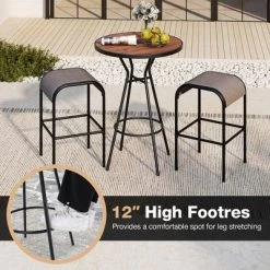 Tangkula 5 PCS Patio Bistro Set Round Table W/ 1.6" Umbrella Hole & 4 Stools Metal Frame -Tangkula GUEST b89d0d81 8cd7 408d b606 af225ad33c71