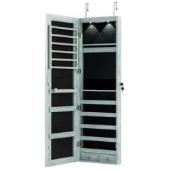 Tangkula Wall Or Door Mounted Jewelry Armoire With 47.5" Full Length Mirror Lockable Cabinet With 2 LED Lights 2 Drawers Over The Door Navy 12 Tangkula Wall Or Door Mounted Jewelry Armoire With 47.5" Full Length Mirror Lockable Cabinet With 2 LED Lights 2 Drawers Over The Door Navy -Tangkula GUEST b8a94d39 c26e 4958 9a7f fc38e335f9e8