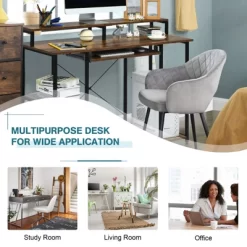 Tangkula Computer Desk Home Office Workstation W/Book Shelves For Working Studying Gaming, Rustic Brown -Tangkula GUEST b8c65f2d 1ed2 42cf 925d 5f1d188ca6a4