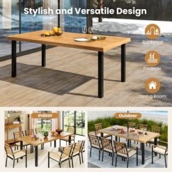 Tangkula Acacia Wood Dining Table For 8 People, 79" Large Rectangular Patio Table With Built-in Umbrella Hole -Tangkula GUEST b8cf1d82 8adc 4561 8b86 6e4efc251ba7