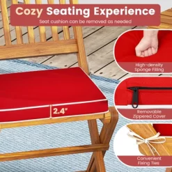 Tangkula Patio Folding Chair Set Of 2 Portable Acacia Wood Dining Chairs With High Back & Seat Cushions Beige/Navy/Red 14 Tangkula Patio Folding Chair Set Of 2 Portable Acacia Wood Dining Chairs With High Back & Seat Cushions Beige/Navy/Red -Tangkula GUEST b91163a3 7ed7 4662 ac56 65ccb44f8d17