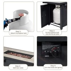 Tangkula 7PCS Patio Rattan Furniture Set Fire Pit Table Cover Cushion Beige -Tangkula GUEST b9226002 8847 4dd6 b854 ea4db2eaed85 1