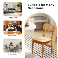 Tangkula Rattan Dining Chairs Set Of 2 Kitchen Dining Chairs With Simulated Rattan Backrest & Wood Frame 13 Tangkula Rattan Dining Chairs Set Of 2 Kitchen Dining Chairs With Simulated Rattan Backrest & Wood Frame -Tangkula GUEST b9c8f598 87c3 41f2 83d3 e9a9c960b720