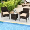 Tangkula 3 Pieces Patio Rattan Furniture Set Outdoor Conversation Set With PE Wicker Armchairs Tempered Glass Top Coffee Table -Tangkula GUEST ba0bafca 781e 4ebf a37b 6b8a24f5d435