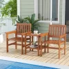 Tangkula 3 PCS Patio Bistro Table And Chairs Set W/ Umbrella Hole For Garden Poolside -Tangkula GUEST ba39c149 dd51 4edc 90a7 a43c6ed202d5