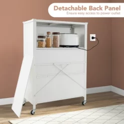 Tangkula 4-Tier Kitchen Bakers Rack Microwave Stand W/ Flip Doors Universal Wheels White -Tangkula GUEST ba3b8c2f eb05 4c3d 96e0 8115ccf8b456