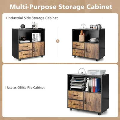 Tangkula 2-Door Kitchen Storage Bar Cabinet Buffet Sideboard W/ Wine Rack & Glass Holder 6 Tangkula 2-Door Kitchen Storage Bar Cabinet Buffet Sideboard W/ Wine Rack & Glass Holder - Image 4