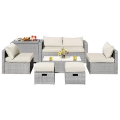 Tangkula 8 Pieces All-Weather PE Rattan Patio Furniture Set Outdoor Space-Saving Sectional Sofa Set With Storage Box -Tangkula GUEST ba7b0ad9 618b 4f6e b1c5 d36368a25bca