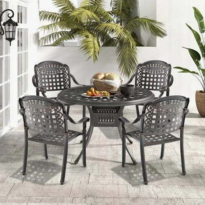 Tangkula 4 Pieces Cast Aluminum Patio Chair Bistro Dining Chair Outdoor Cast Aluminum Chair 3 Tangkula 4 Pieces Cast Aluminum Patio Chair Bistro Dining Chair Outdoor Cast Aluminum Chair
