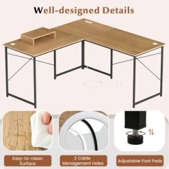 Tangkula L-Shaped Computer Desk With Power Outlets 95” Long 2-Person Desk With Monitor Shelf Modern Corner Desk Gaming Table With USB Ports Natural 14 Tangkula L-Shaped Computer Desk With Power Outlets 95” Long 2-Person Desk With Monitor Shelf Modern Corner Desk Gaming Table With USB Ports Natural -Tangkula GUEST ba8a52f7 6901 4375 bf72 2846fff11d89