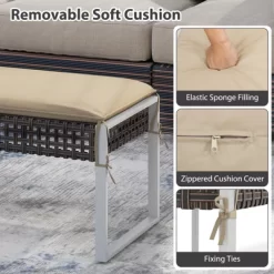 Tangkula 43 Inch Patio Rectangle Ottoman Pack Of 2 W/ Metal Legs & Seat Cushion 17 Tangkula 43 Inch Patio Rectangle Ottoman Pack Of 2 W/ Metal Legs & Seat Cushion -Tangkula GUEST baa796ff b4fa 46ff 9b29 ffd28cf2cc1f