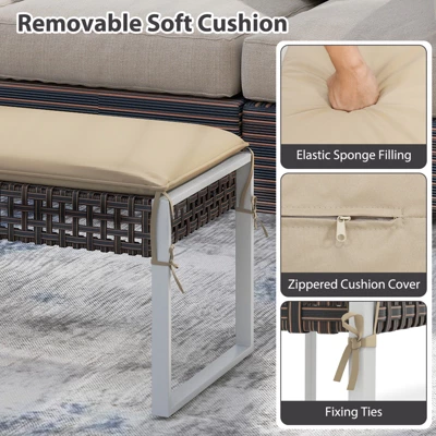 Tangkula 43 Inch Patio Rectangle Ottoman Pack Of 2 W/ Metal Legs & Seat Cushion 8 Tangkula 43 Inch Patio Rectangle Ottoman Pack Of 2 W/ Metal Legs & Seat Cushion - Image 6