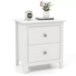 Tangkula Modern Nightstand With Storage 2 Drawers & Support Legs For Bedroom White -Tangkula GUEST babde61e 10a7 49b4 bc94 9343ea07980f