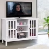 Tangkula Wood TV Stand Free Standing Storage Console Cabinet For 50” TV White/Walnut -Tangkula GUEST bb71cb3e 8140 42f7 96ef 8bacbe794d22