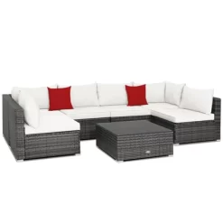 Tangkula 7PCS Patio Rattan Sectional Sofa Set Outdoor Furniture Set W/ Cushions -Tangkula GUEST bbe612a3 63ec 4847 996a fb1d798ef4f9