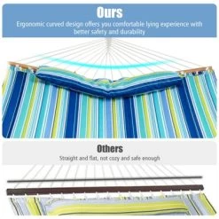 Tangkula Portable Hammock W/ Spreader Bars & Detachable Pillow Quick Dry & Water Proof Material Woven Cotton Rope Blue + Green/Light Blue + Yellow 20 Tangkula Portable Hammock W/ Spreader Bars & Detachable Pillow Quick Dry & Water Proof Material Woven Cotton Rope Blue + Green/Light Blue + Yellow -Tangkula GUEST bbf20477 e5da 4e68 ae7a 25adaf325203