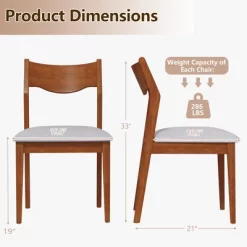Tangkula Wooden Dining Chair Set Of 2 W/ Rubber Wood Frame Wide Padded Seat 17 Tangkula Wooden Dining Chair Set Of 2 W/ Rubber Wood Frame Wide Padded Seat -Tangkula GUEST bc58e9e2 24d9 44ff 9aae 423956747c30