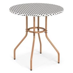 Tangkula 27.5" Outdoor Bistro Table PE Rattan Round Patio Side Table W/ Heavy Duty Metal Frame -Tangkula GUEST bc69b393 921d 4a0f acfd b5d8ac25e444